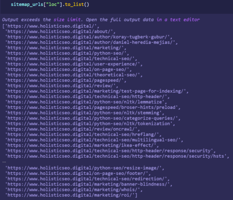 Sitemap URL Listing
